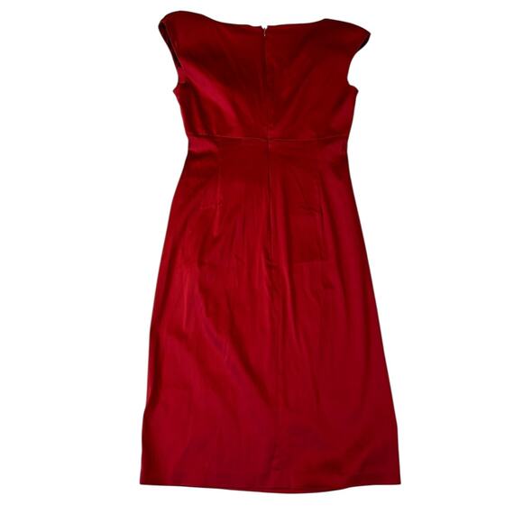 LAUREN RALPH LAUREN RUBY RED Satin Surplice Cocktail Party Sheath Dress Size 6 - Picture 3 of 11